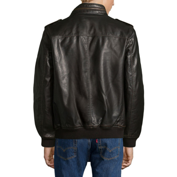 New Men's Levi's Faux Leather Flight Bomber Jacket - Picture 2 of 2